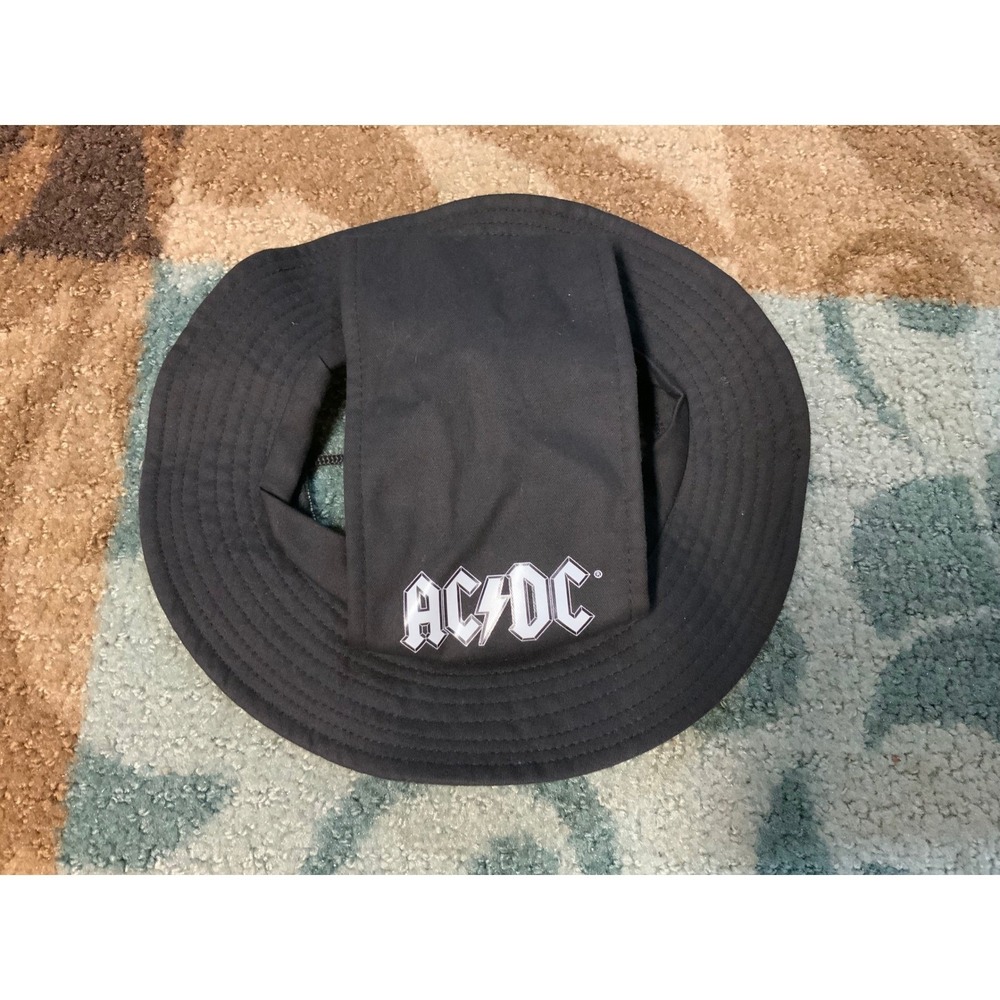 AC/DC Bucket Hat Black Band Logo L/XL Rock Music Adult Headwear